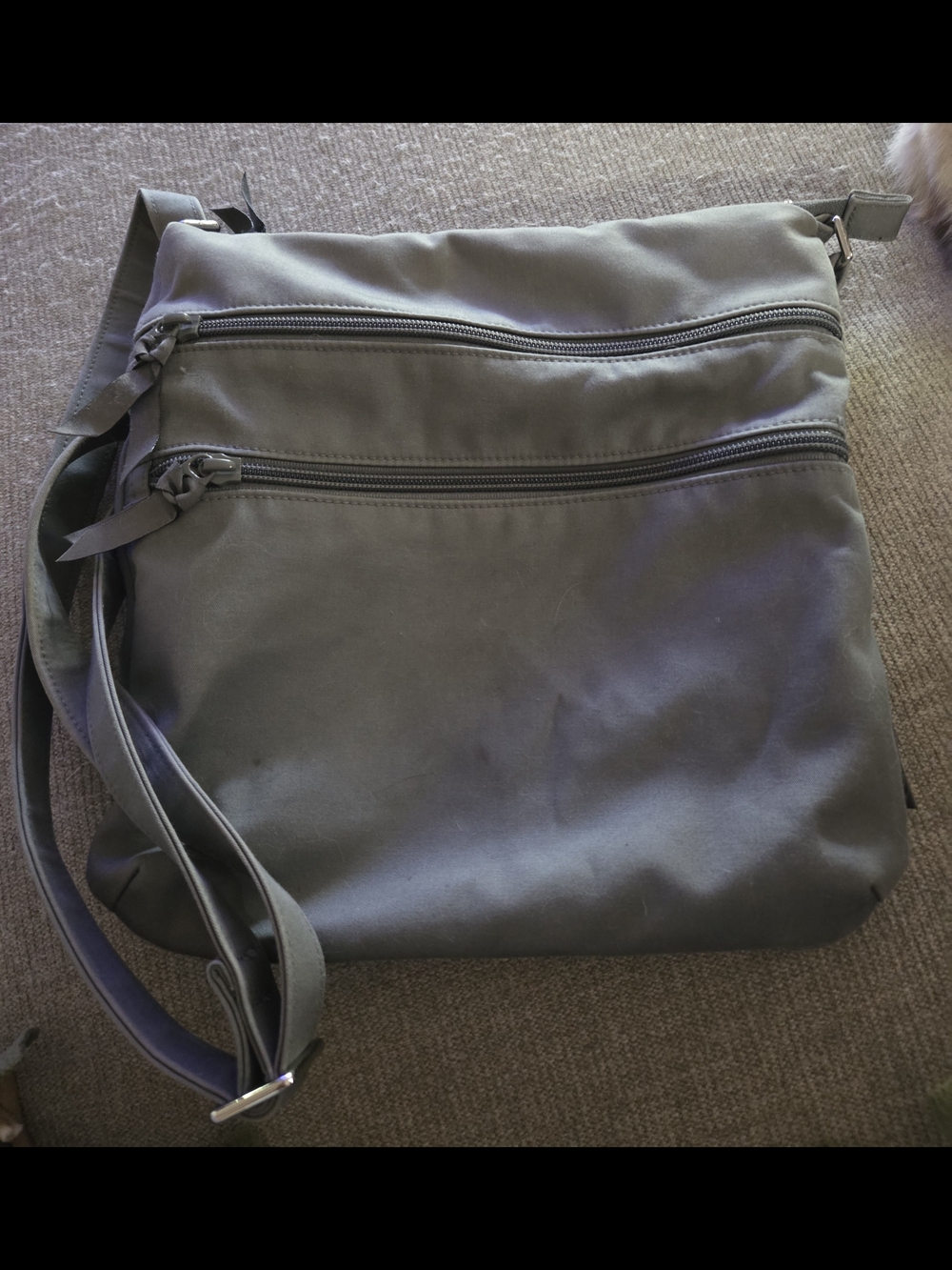 Vera Bradley Gray Triple Zip Hipster Crossbody Bag